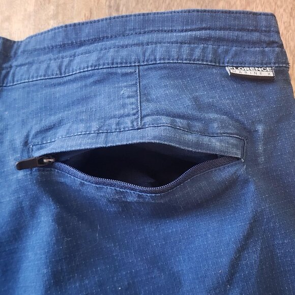 Florence Marine X Shorts Mens 32 Navy Blue Drawstring Ripstop Pocket Athletic - Picture 6 of 11